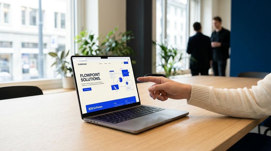 Laptop mit digitalem Angebot in einer Agentur